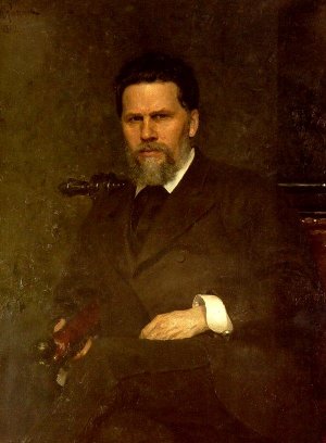 Portrait of the Artist Ivan Kramskoy by Ilia Efimovich Repin Oil Painting