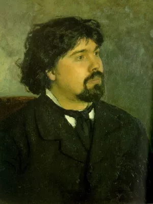 Portrait of the Artist Vasily Surikov by Ilia Efimovich Repin Oil Painting