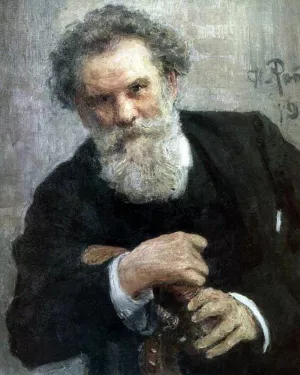 Portrait of the Author Vladimir Korolemko by Ilia Efimovich Repin Oil Painting