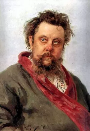 Portrait of the Composer Modest Musorgsky by Ilia Efimovich Repin Oil Painting