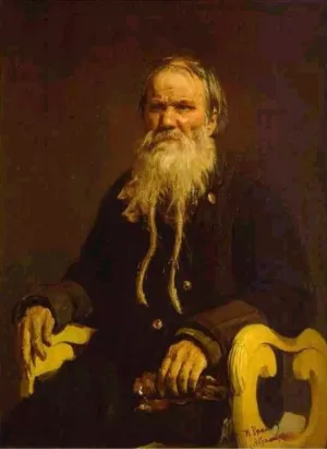 Portrait of the Narrator of the Folk Tales V. Tschegolionkov by Ilia Efimovich Repin Oil Painting