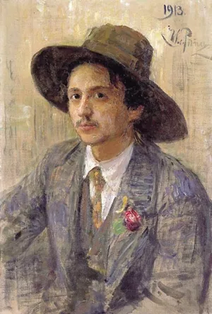 Portrait of the Painter Isaak Izrailevich Brodsky by Ilia Efimovich Repin Oil Painting