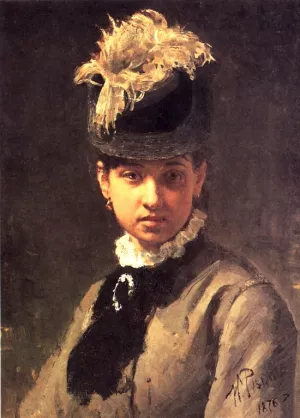 Portrait of Vera Repina, the Artist's Wife. by Ilia Efimovich Repin Oil Painting