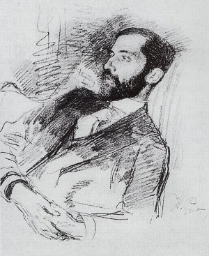 Portrait of Writer, Poet, Critic, Translator, Historian, Philosopher of Religion and Social by Ilia Efimovich Repin Oil Painting