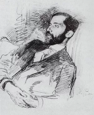 Portrait of Writer, Poet, Critic, Translator, Historian, Philosopher of Religion and Social by Ilia Efimovich Repin Oil Painting