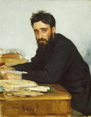 Portrait of Writer Vsevolod Mikhailovich Garshin by Ilia Efimovich Repin Oil Painting