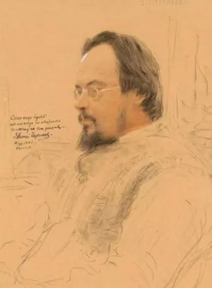 Portrait of Writer Yevgeny Nikolayevich Chirikov by Ilia Efimovich Repin Oil Painting
