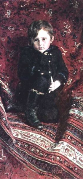 Portrait of Yuria Repina, the Artist's son. by Ilia Efimovich Repin Oil Painting