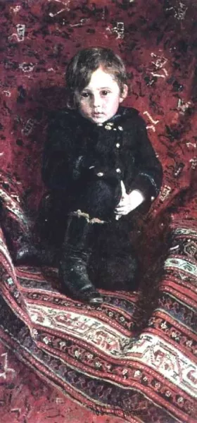 Portrait of Yuria Repina, the Artist's son. by Ilia Efimovich Repin Oil Painting