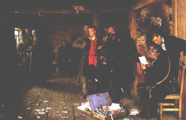 Main Product Photo of Putting a Propagandist Under Arrest Painting by Ilia Efimovich Repin