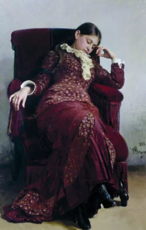 Rest. Portrait of Vera Repina, Artist's Wife. by Ilia Efimovich Repin Oil Painting