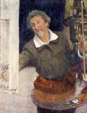 Self-Portrait at Work painting by Ilia Efimovich Repin