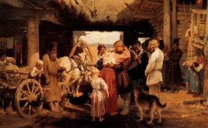 Send-Off of Recruit by Ilia Efimovich Repin - Oil Painting Reproduction