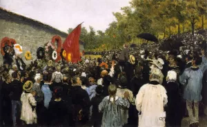 The Annual Memorial Meeting Near the Wall of the Communards in the Cemetery of Pere-Lachaise in Paris by Ilia Efimovich Repin Oil Painting