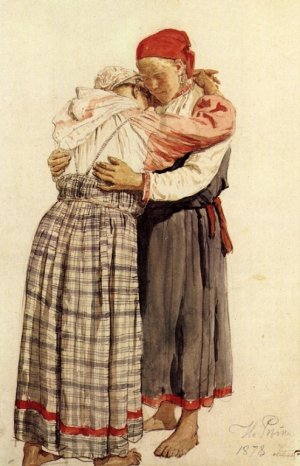 Two Woman by Ilia Efimovich Repin Oil Painting