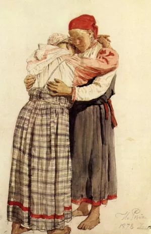 Two Woman Oil painting by Ilia Efimovich Repin