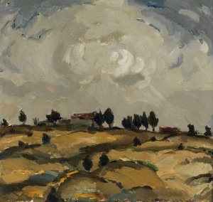Autumn landscape with clouds by Ilmari Aalto Oil Painting