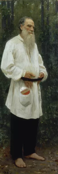 Leo Tolstoy Barefoot by Ilya Efimovich Repin Oil Painting