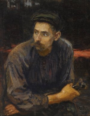 Portrait Of A Worker by Ilya Efimovich Repin Oil Painting