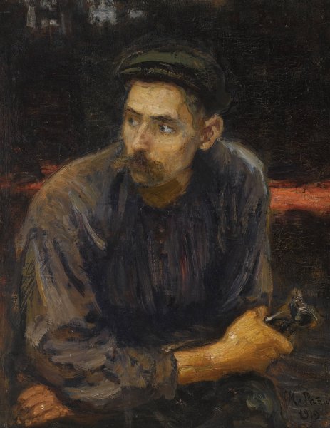 Portrait Of A Worker  by Ilya Efimovich Repin - Hand-Painted Oil Painting Reproduction