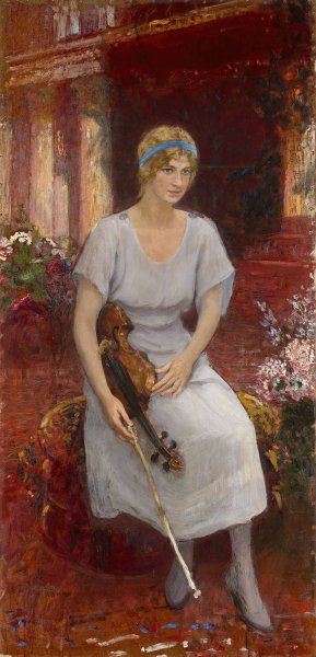 Portrait of the Violinist Cecilia Hansen  by Ilya Efimovich Repin - Hand-Painted Oil Painting Reproduction