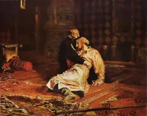 Ivan the Terrible and His Son Ivan on November 16, 1581 by Ilya Repin - Oil Painting Reproduction