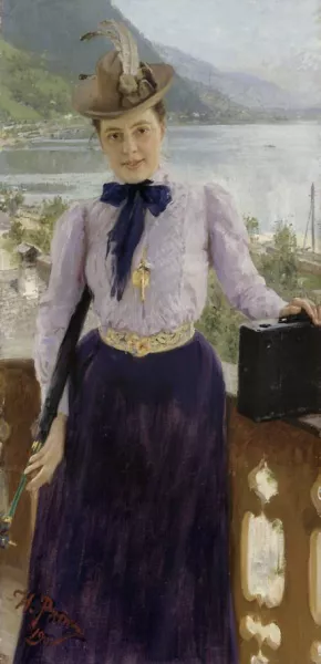 Natalia Nordmannin Muotokuva by Ilya Repin - Oil Painting Reproduction