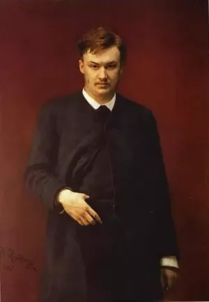 Portrait of the Composer Alexander Glazunov by Ilya Repin Oil Painting