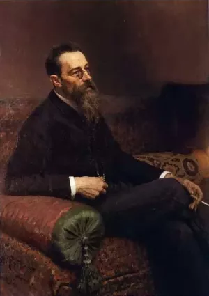Portrait of the Composer Nikolay Rymsky-Korsakov by Ilya Repin Oil Painting