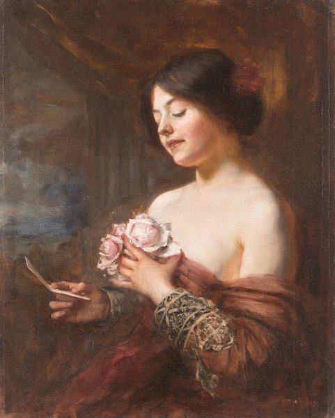 The Love Letter by Imre Gergely - Hand-Painted Oil Painting Reproduction