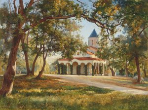 Church Of The Intercession Of Our Lady, Oreanda, Crimea Oil painting by Iosif Evstafevich Krachkovsky