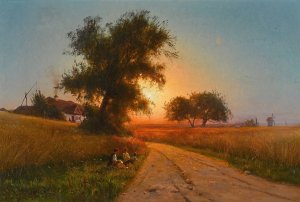 On a Late Summer's Evening, Ukraine Oil painting by Iosif Evstafevich Krachkovsky