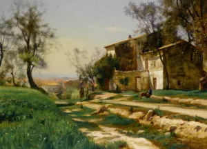 The Outskirts of Nice by Losif Evstafevich Krachkovsky Oil Painting