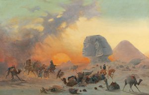 A Caravan In The Desert In A Simoom by Ippolito Caffi Oil Painting