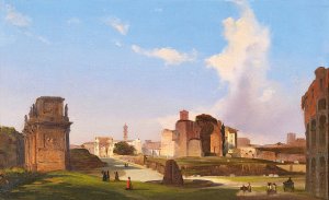 A View Of The Roman Forum With The Arch Of Constantine by Ippolito Caffi Oil Painting