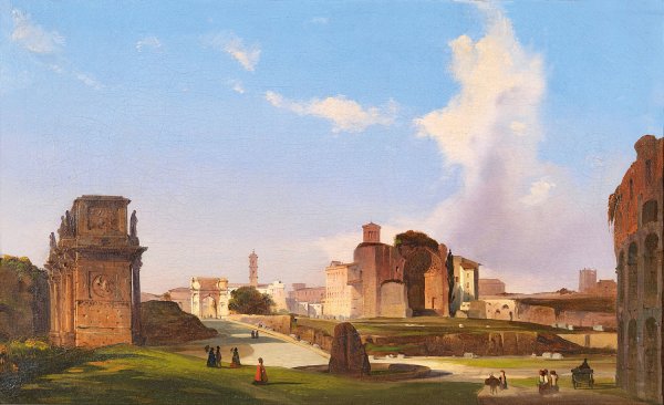 Main Product Photo of A View Of The Roman Forum With The Arch Of Constantine Painting by Ippolito Caffi