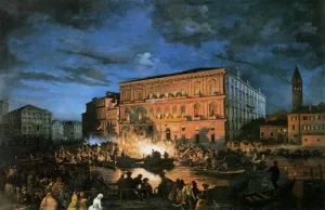 Fete a Venise by Ippolito Caffi Oil Painting