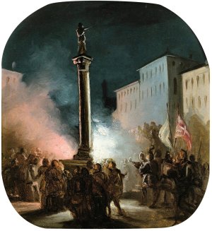Piazza Colonna, Rome by Ippolito Caffi Oil Painting