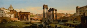 Rome, A View Of The Forum In Afternoon Light by Ippolito Caffi Oil Painting