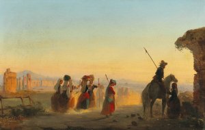 Rome, the Via Appia at Dawn by Ippolito Caffi Oil Painting