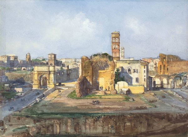 Main Product Photo of The Arch of Titus and the Temple of Venus and Rome near the Roman Forum Painting by Ippolito Caffi