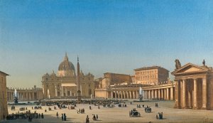 The Benediction Of Pius Ix In St Peter's Square, Rome by Ippolito Caffi Oil Painting
