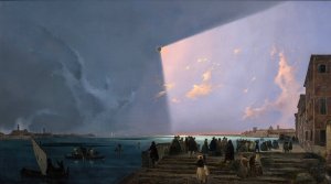 The Eclipse of the Sun in Venice, July 6, 1842 by Ippolito Caffi Oil Painting