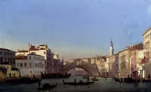 The Rialto Bridge, Venice by Ippolito Caffi - Oil Painting Reproduction