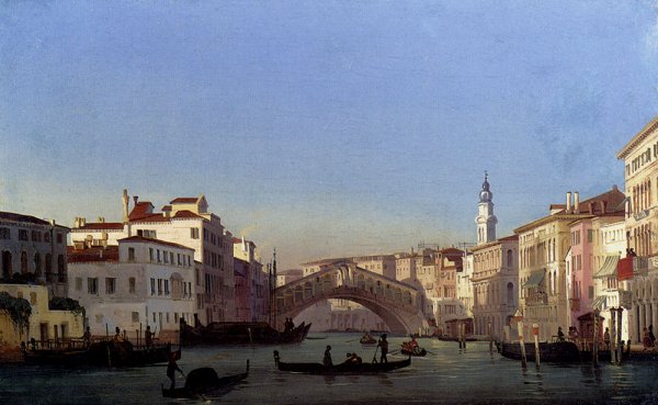 Main Product Photo of The Rialto Bridge, Venice Painting by Ippolito Caffi