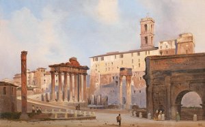 The Roman Forum by Ippolito Caffi Oil Painting