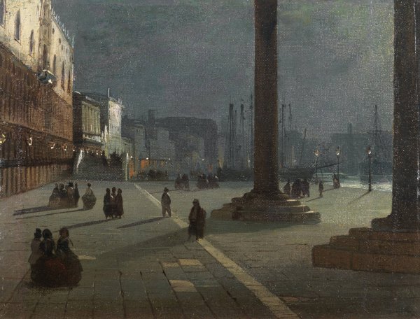 Venezia Molo di San Marco by Ippolito Caffi - Hand-Painted Oil Painting Reproduction