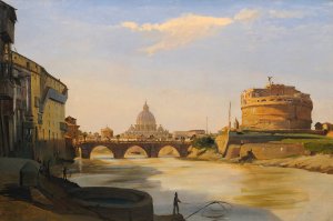 View Of The Castel Sant'angelo, Rome by Ippolito Caffi Oil Painting