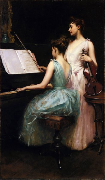 Main Product Photo of The Sonata Painting by Irving Ramsay Wiles