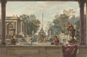 An Italianate Garden with a Parrot,a Poodle, and a Man by Isaac De Moucheron Oil Painting